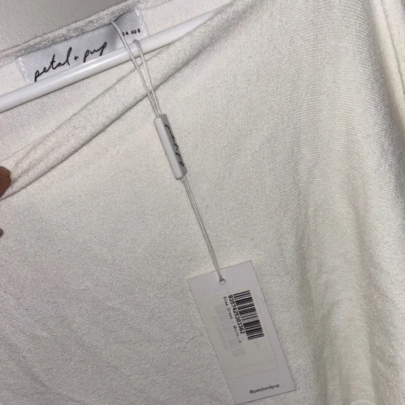 Petal & Pup romantic asymmetric neckline Sweater DRESS WHITE Off the Shoulder 4 - Picture 14 of 14